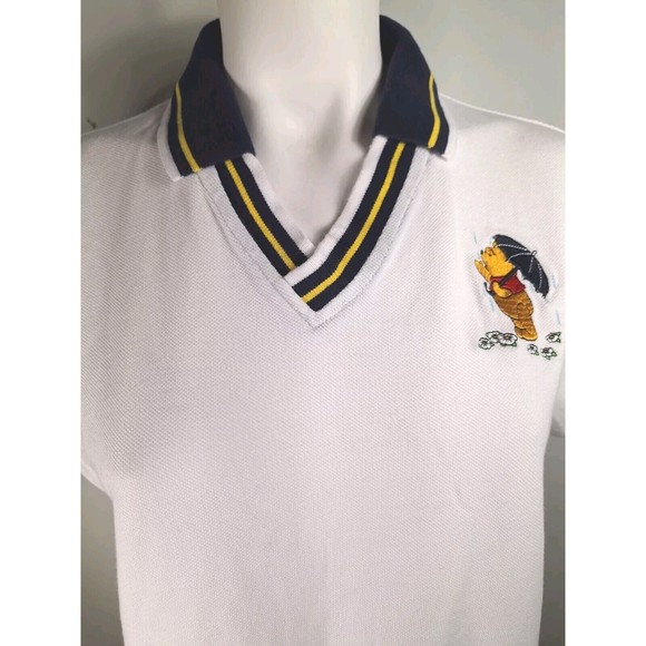Vtg Disney World Womens Winnie the Pooh White Embroidered Captains Polo Shirt XL - Picture 12 of 12